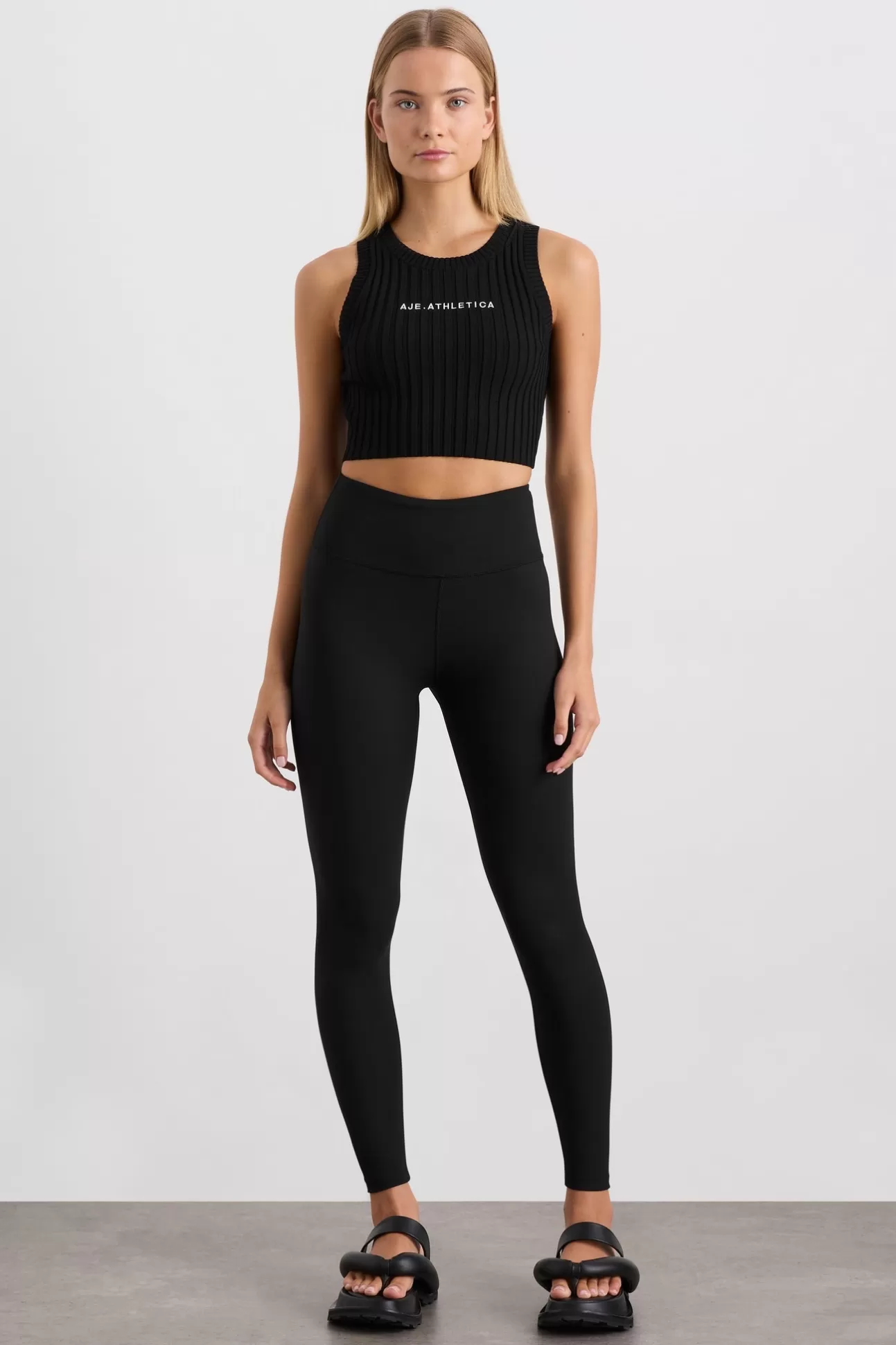Aje ATHLETICA Full Length Ribbed Legging 203 Black Store