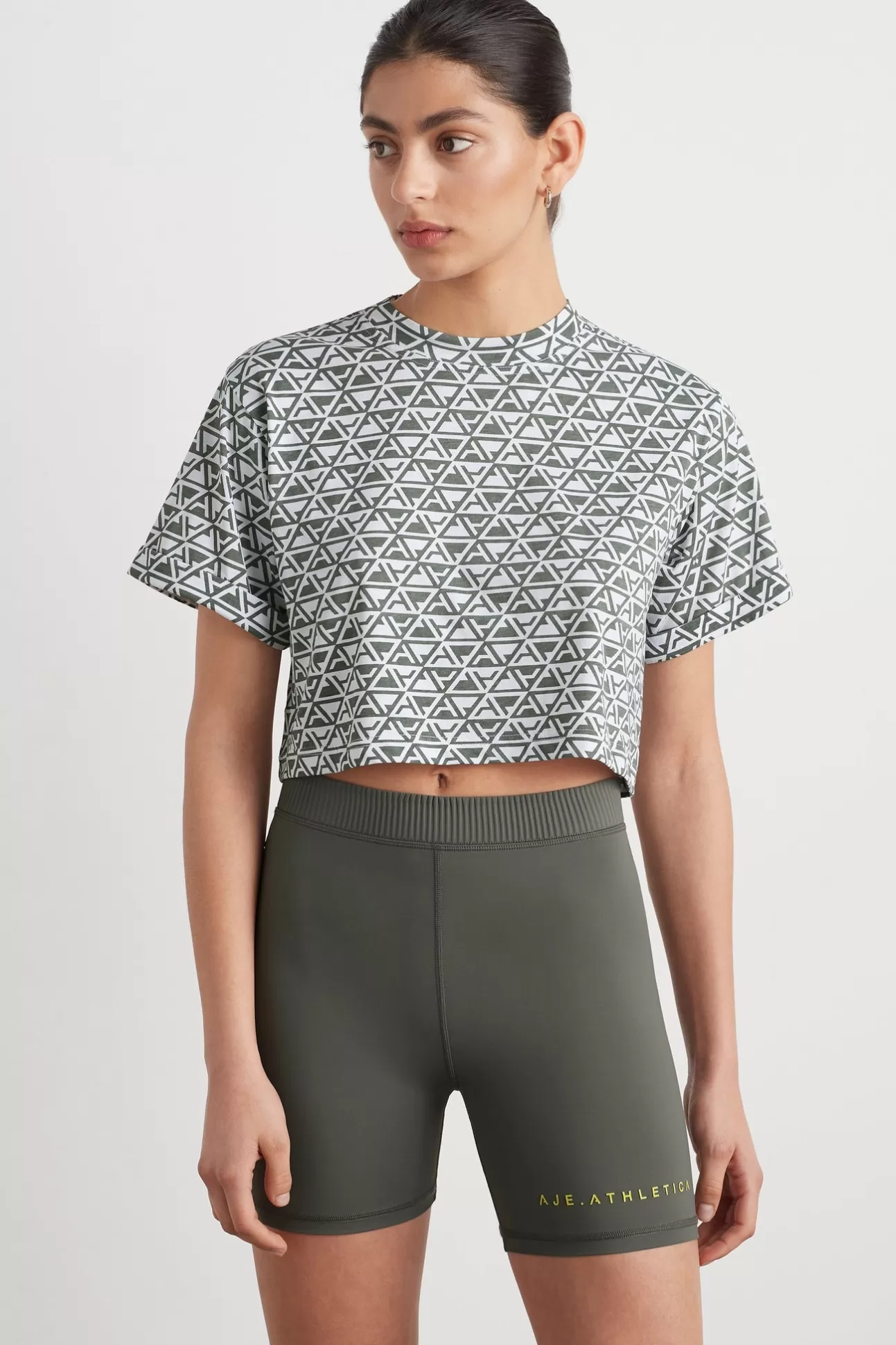 Aje ATHLETICA Geo Print Crop T-Shirt 105 Geo Print/White Best