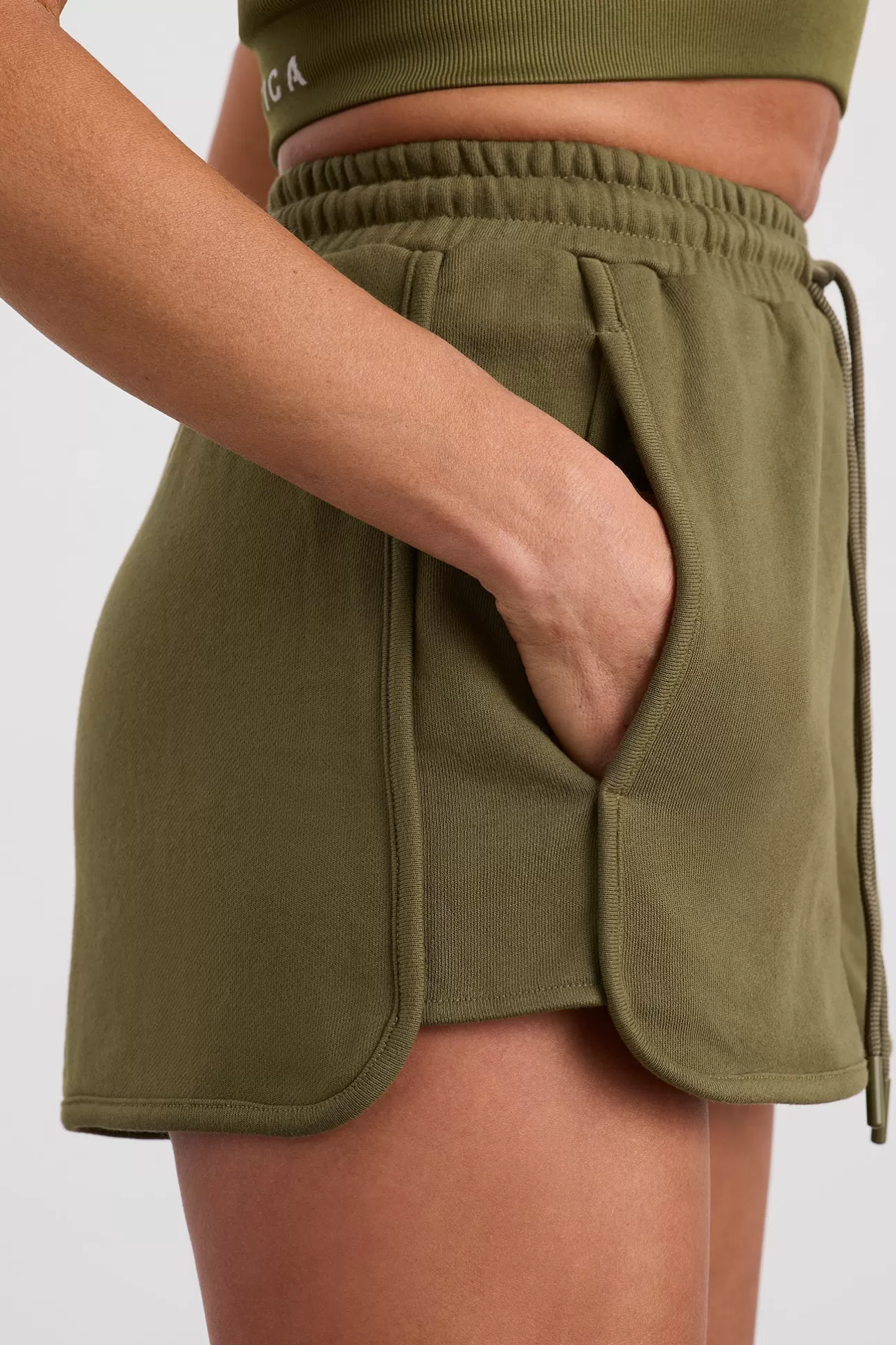 panelled_terry_short_616_3.webp Aje ATHLETICA Panelled Terry Short 616 Deep Khaki Online