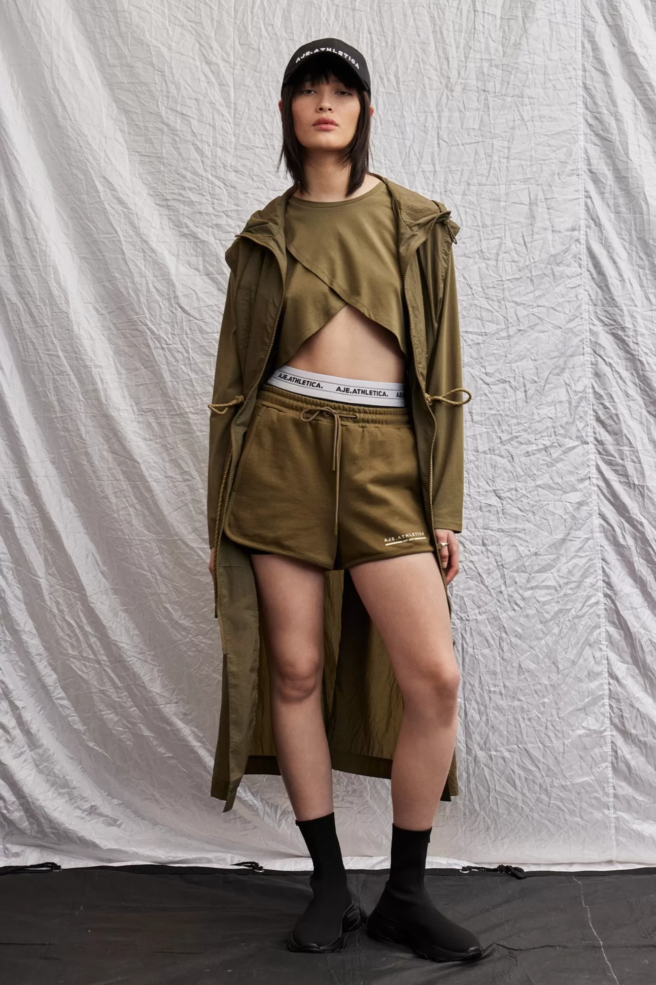 panelled_terry_short_616_6.webp Aje ATHLETICA Panelled Terry Short 616 Deep Khaki Online