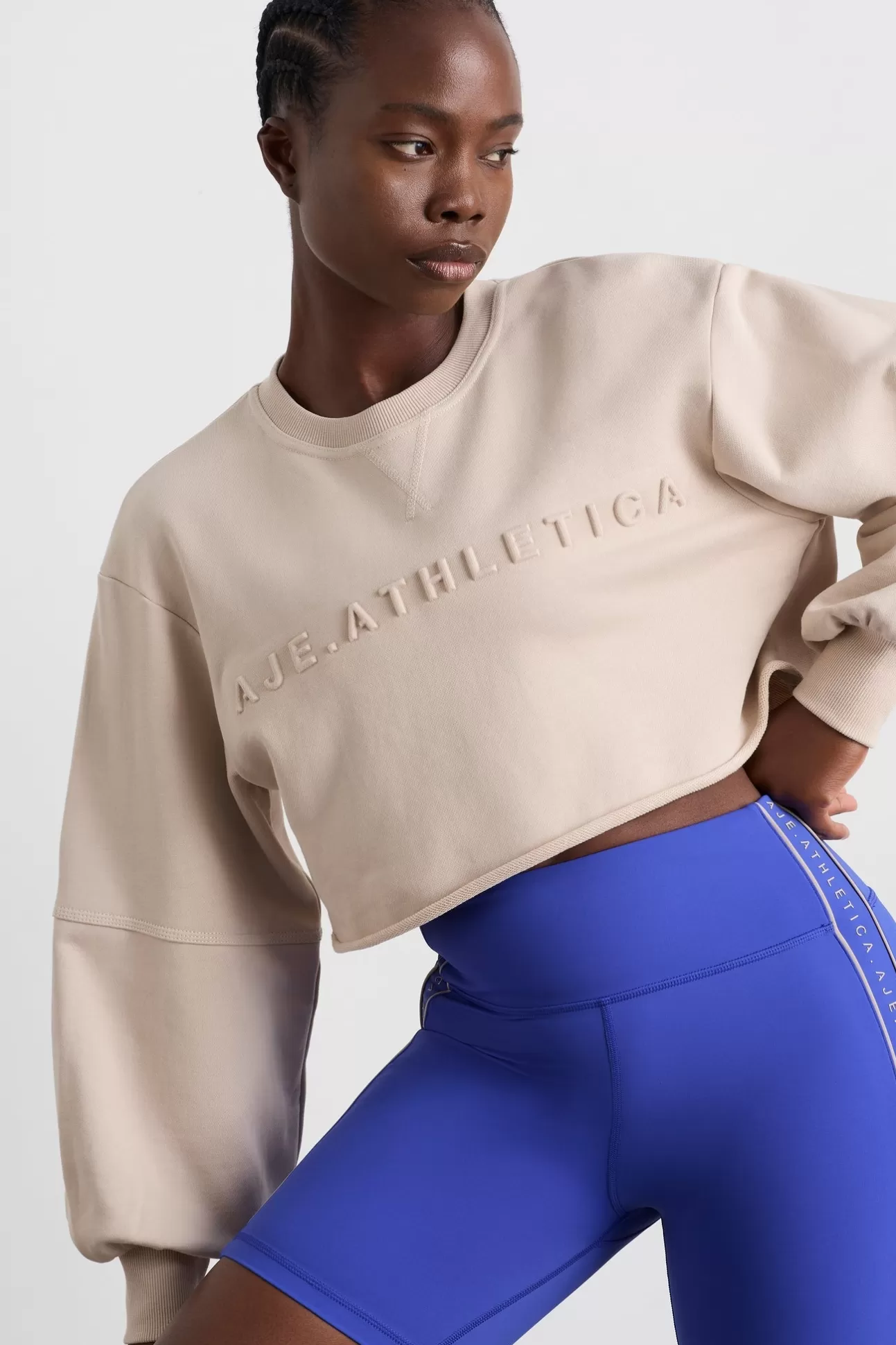 Aje ATHLETICA Terry Crop Top 413 Latte Beige Sale