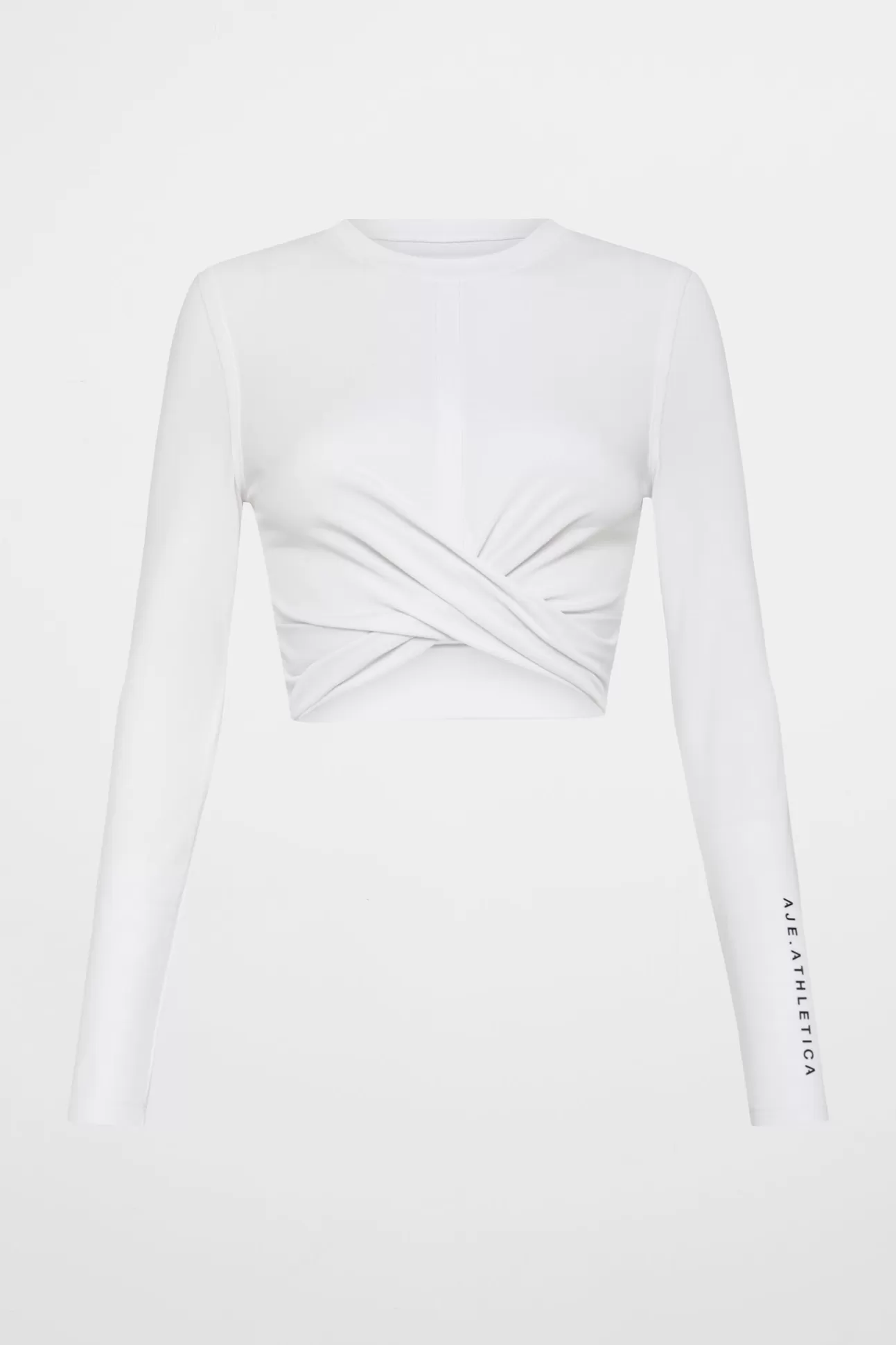 Aje ATHLETICA Twist Front Long Sleeve Crop Top 328 White/Black Fashion