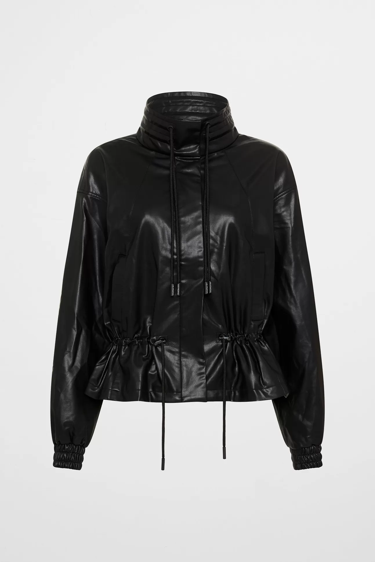Aje ATHLETICA Vegan Leather Ruched Jacket 770 Black Fashion