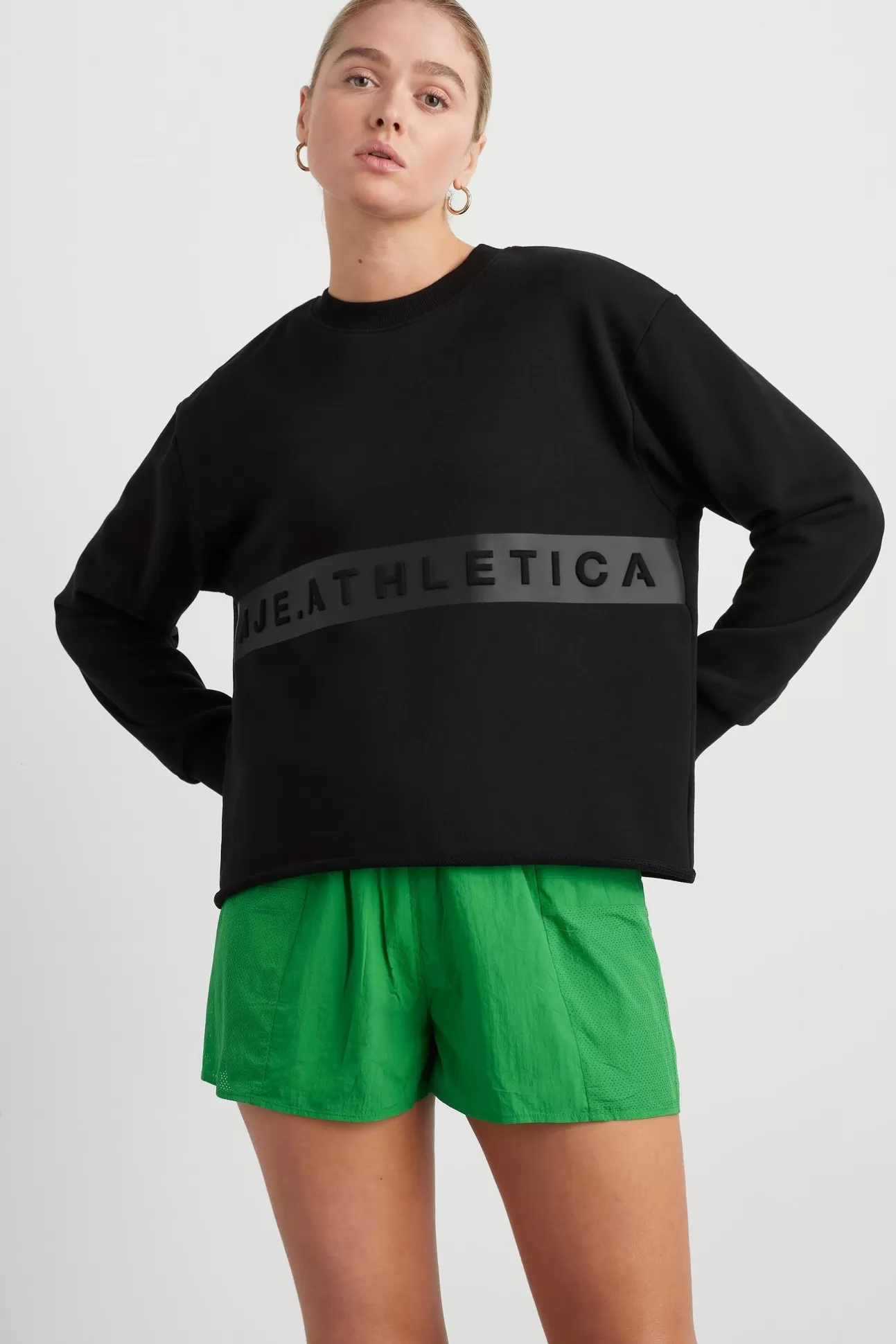 Aje ATHLETICA Whipstitch Split Crew Jumper 420 Black Hot