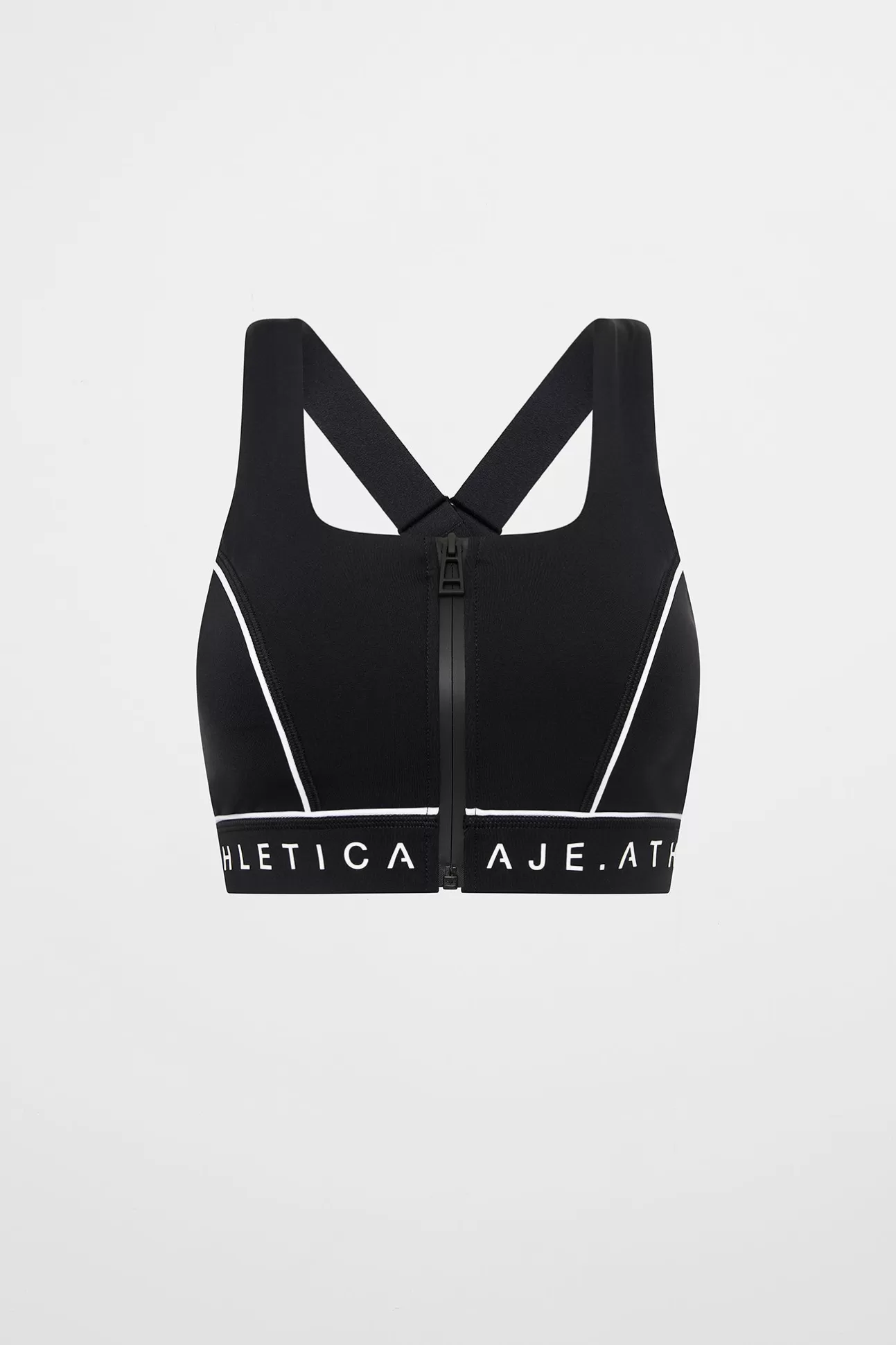 Aje ATHLETICA Zip Front Sports Bra 329 Black Flash Sale
