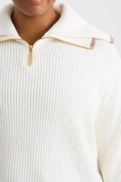 1/4 Zip Ribbed Knit Jumper 431