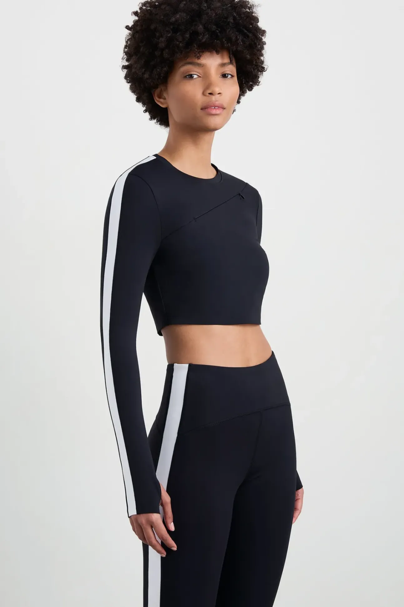 Contrast Long Sleeve Crop Top 389