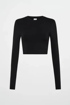 Contrast Long Sleeve Crop Top 389