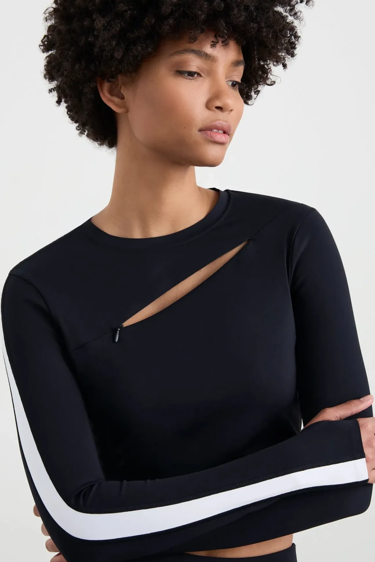 Contrast Long Sleeve Crop Top 389