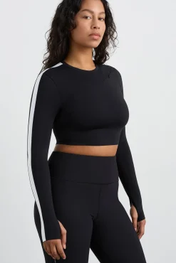 Contrast Long Sleeve Crop Top 389