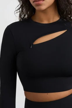 Contrast Long Sleeve Crop Top 389