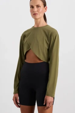 Cropped Crossover Long Sleeve Top 440