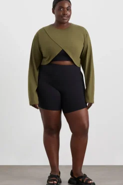 Cropped Crossover Long Sleeve Top 440