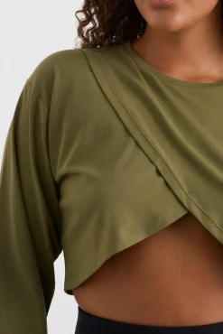 Cropped Crossover Long Sleeve Top 440