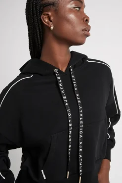 Cropped Essential Contrast Piping Hoodie 405