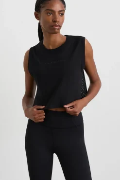 Cropped Logo Mesh Boxy Tank 146