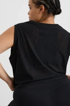 Cropped Logo Mesh Boxy Tank 146