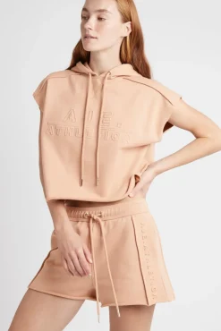 Embossed Classic Short Sleeve Cropped Hoodie 402