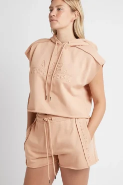 Embossed Classic Short Sleeve Cropped Hoodie 402