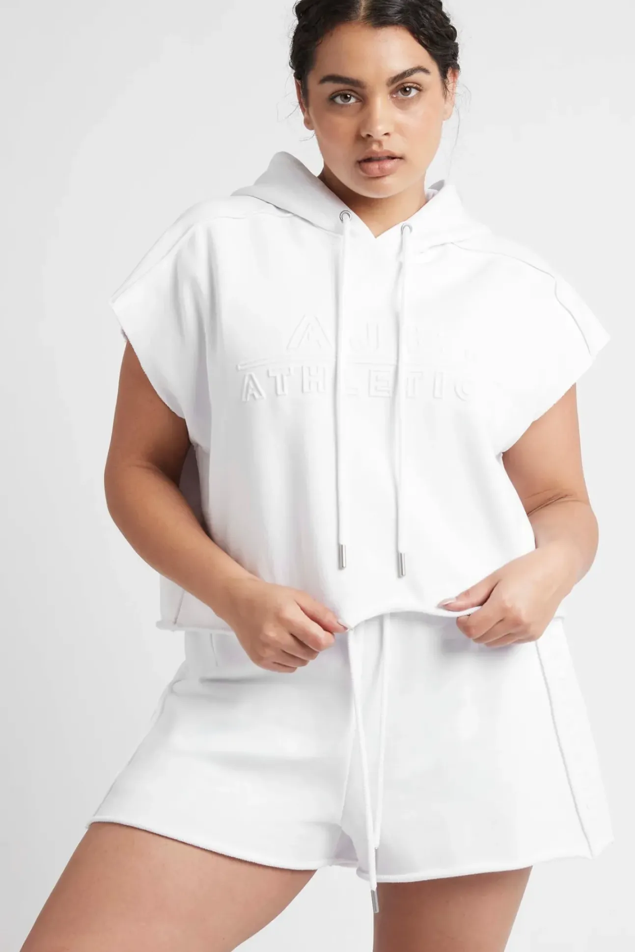 Embossed Classic Short Sleeve Cropped Hoodie 402