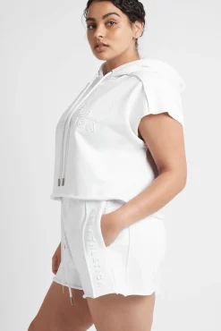 Embossed Classic Short Sleeve Cropped Hoodie 402