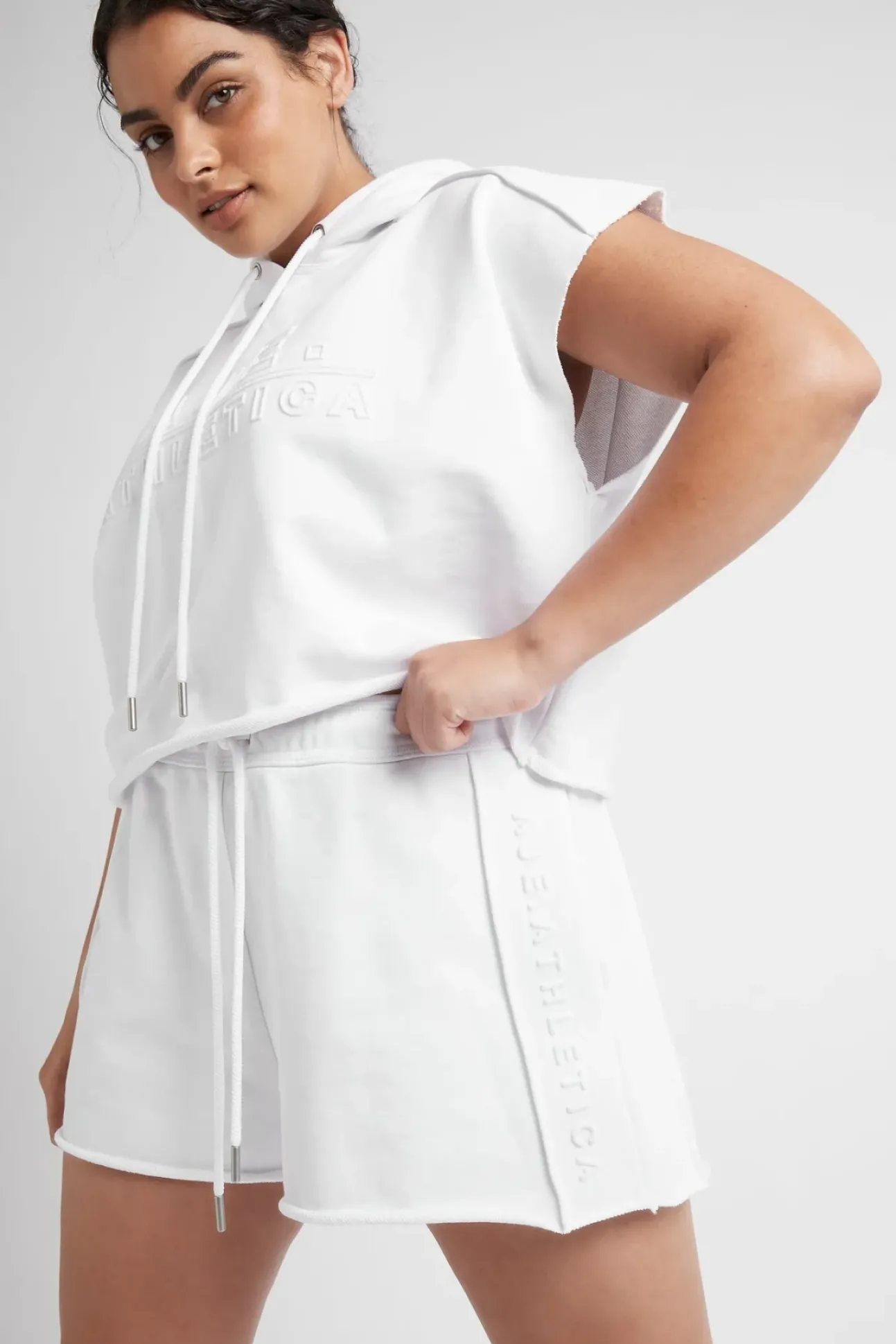 Embossed Classic Short Sleeve Cropped Hoodie 402