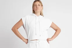 Embossed Classic Short Sleeve Cropped Hoodie 402