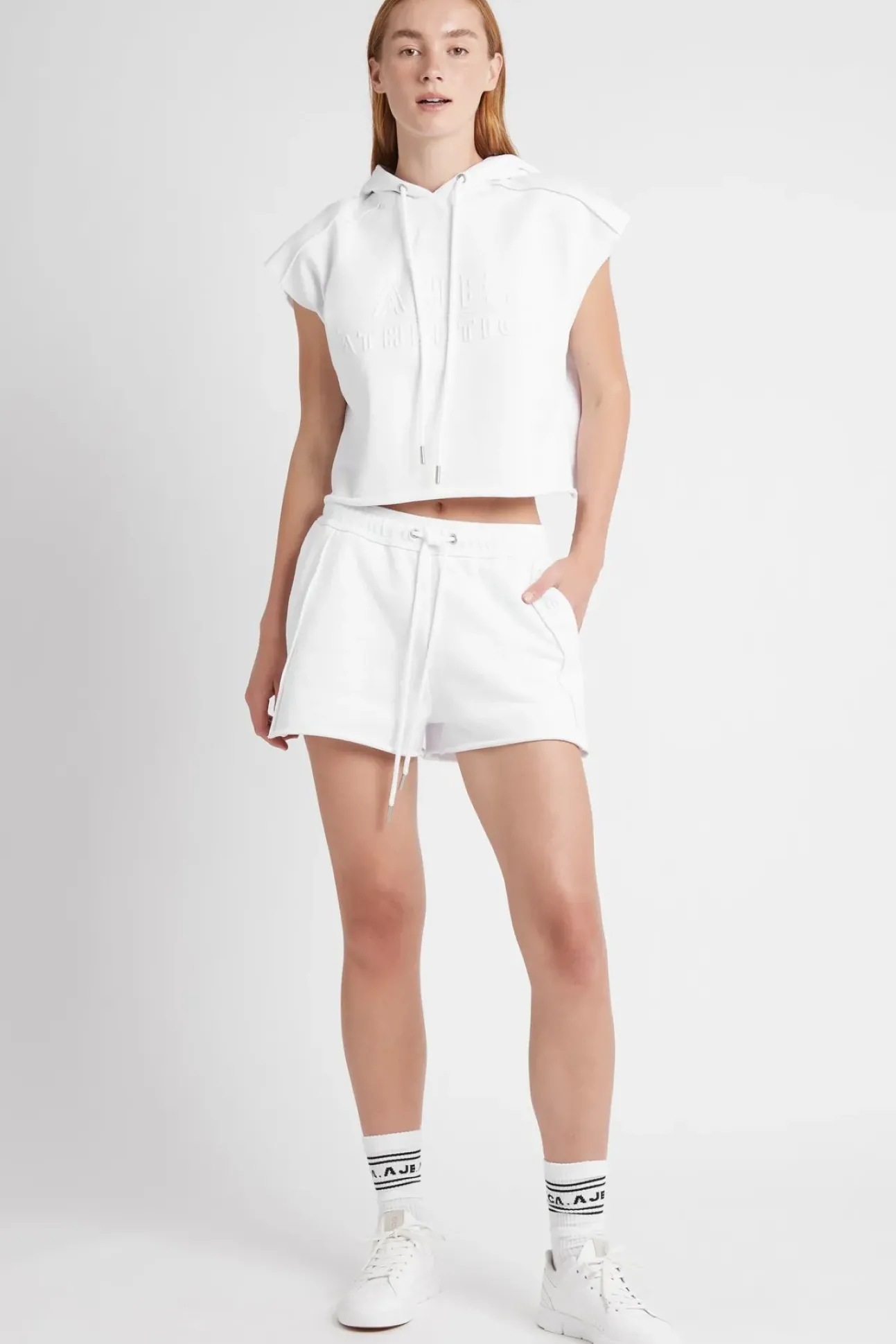 Embossed Classic Short Sleeve Cropped Hoodie 402