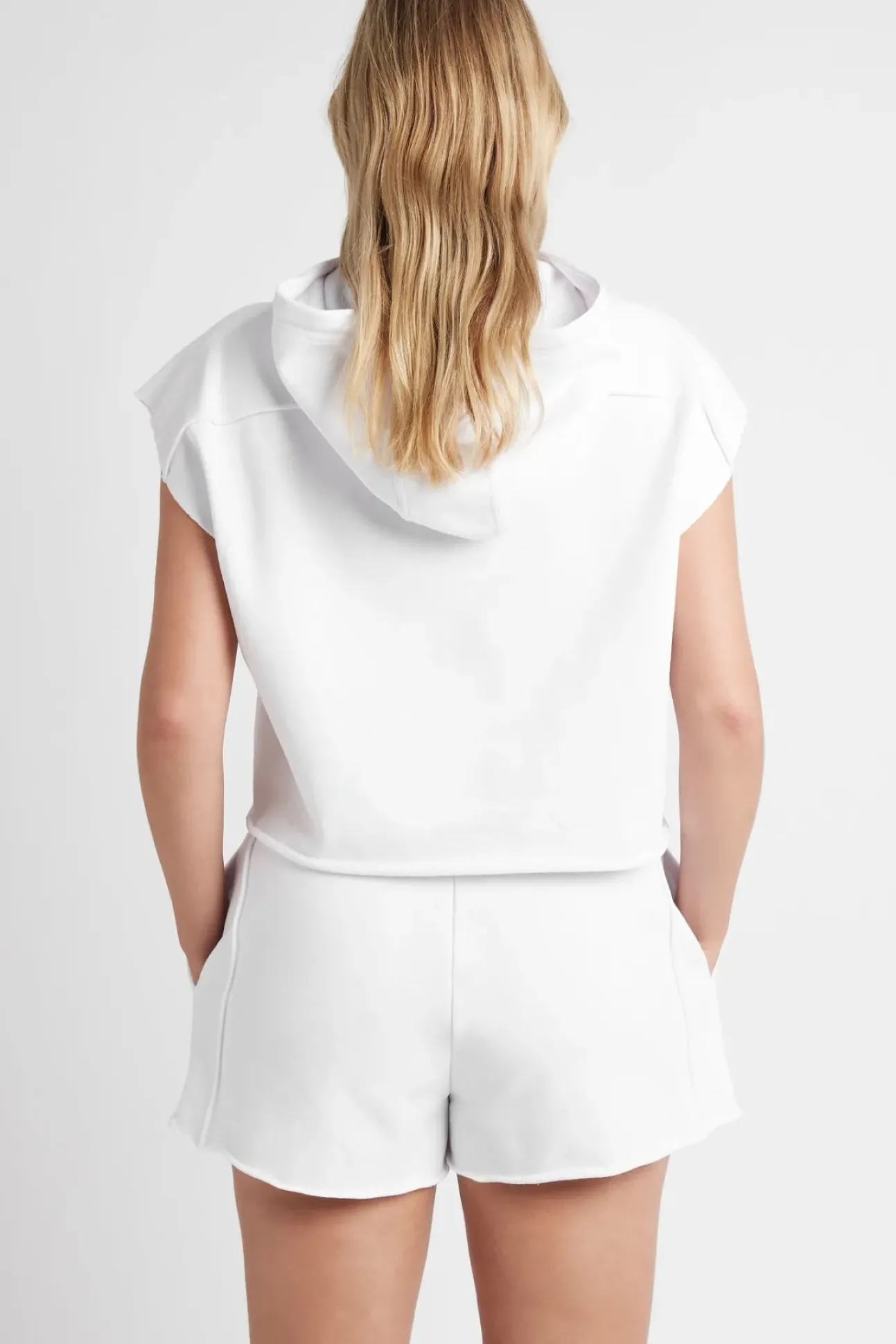 Embossed Classic Short Sleeve Cropped Hoodie 402