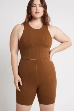 High Rise Mid Length Embossed Bike Short 615