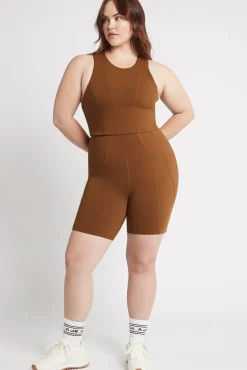 High Rise Mid Length Embossed Bike Short 615