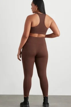 High Rise Perforated Hem Full Length Legging 227