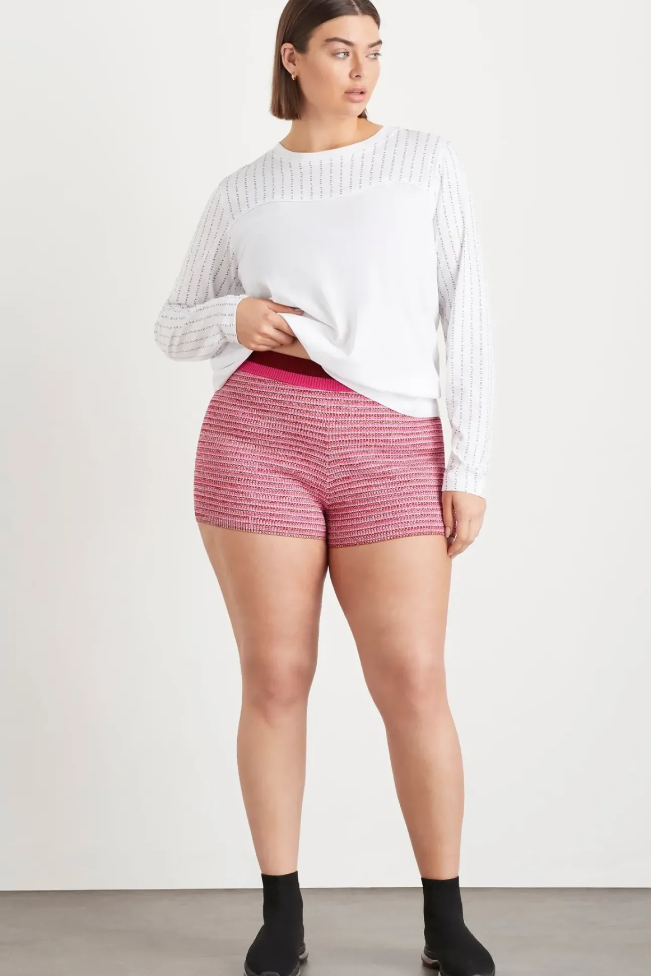 High Rise Striped Knit Bike Shorts 625