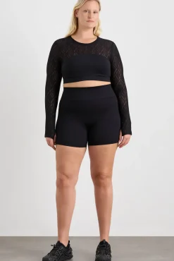 Long Sleeve Mesh Crop Top 356