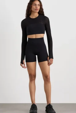 Long Sleeve Mesh Crop Top 356