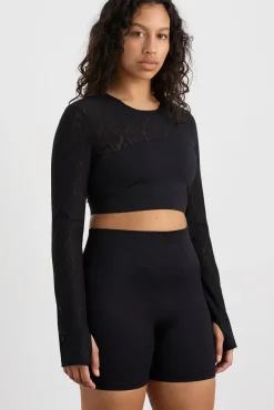 Long Sleeve Mesh Crop Top 356