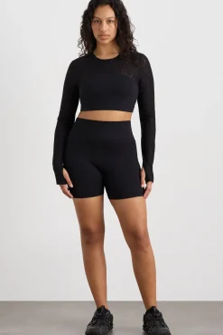 Long Sleeve Mesh Crop Top 356