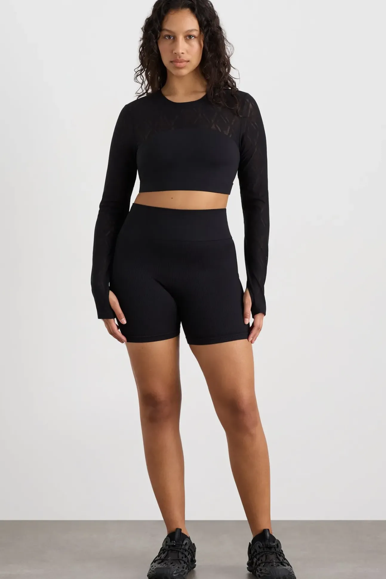 Long Sleeve Mesh Crop Top 356