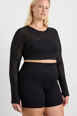 Long Sleeve Mesh Crop Top 356