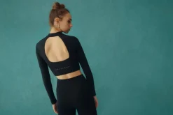 Open Back Long Sleeve Crop Top 315