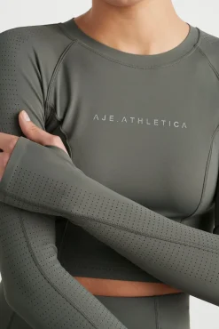 Perforated Long Sleeve Crop Top 340