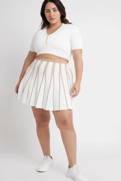 Pleated Knit Mini Skirt 611