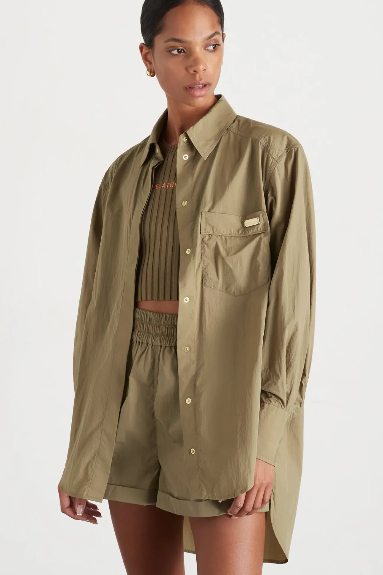 Side Split Windbreaker Shirt 406