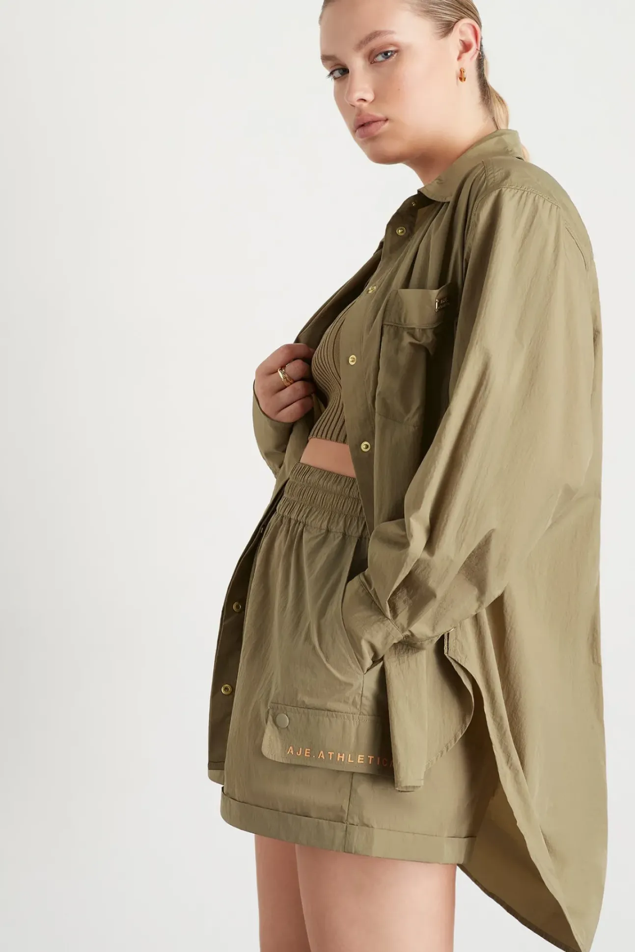 Side Split Windbreaker Shirt 406