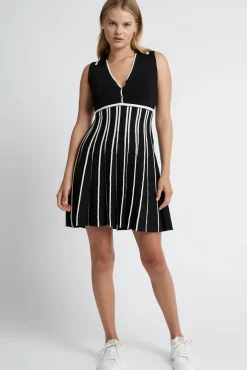 Sleeveless Pleated Knit Mini Dress 801