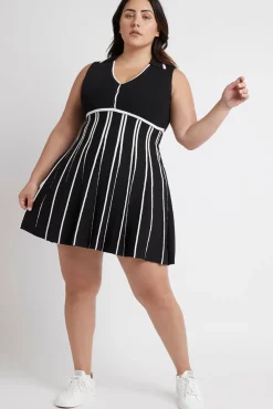 Sleeveless Pleated Knit Mini Dress 801