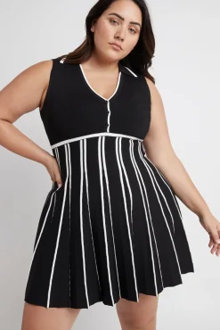 Sleeveless Pleated Knit Mini Dress 801