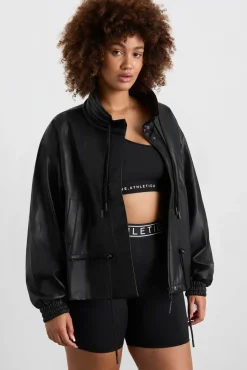 Vegan Leather Ruched Jacket 770