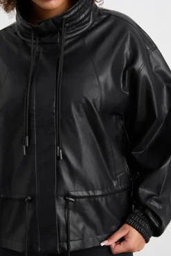 Vegan Leather Ruched Jacket 770