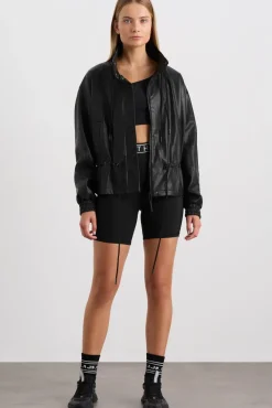 Vegan Leather Ruched Jacket 770